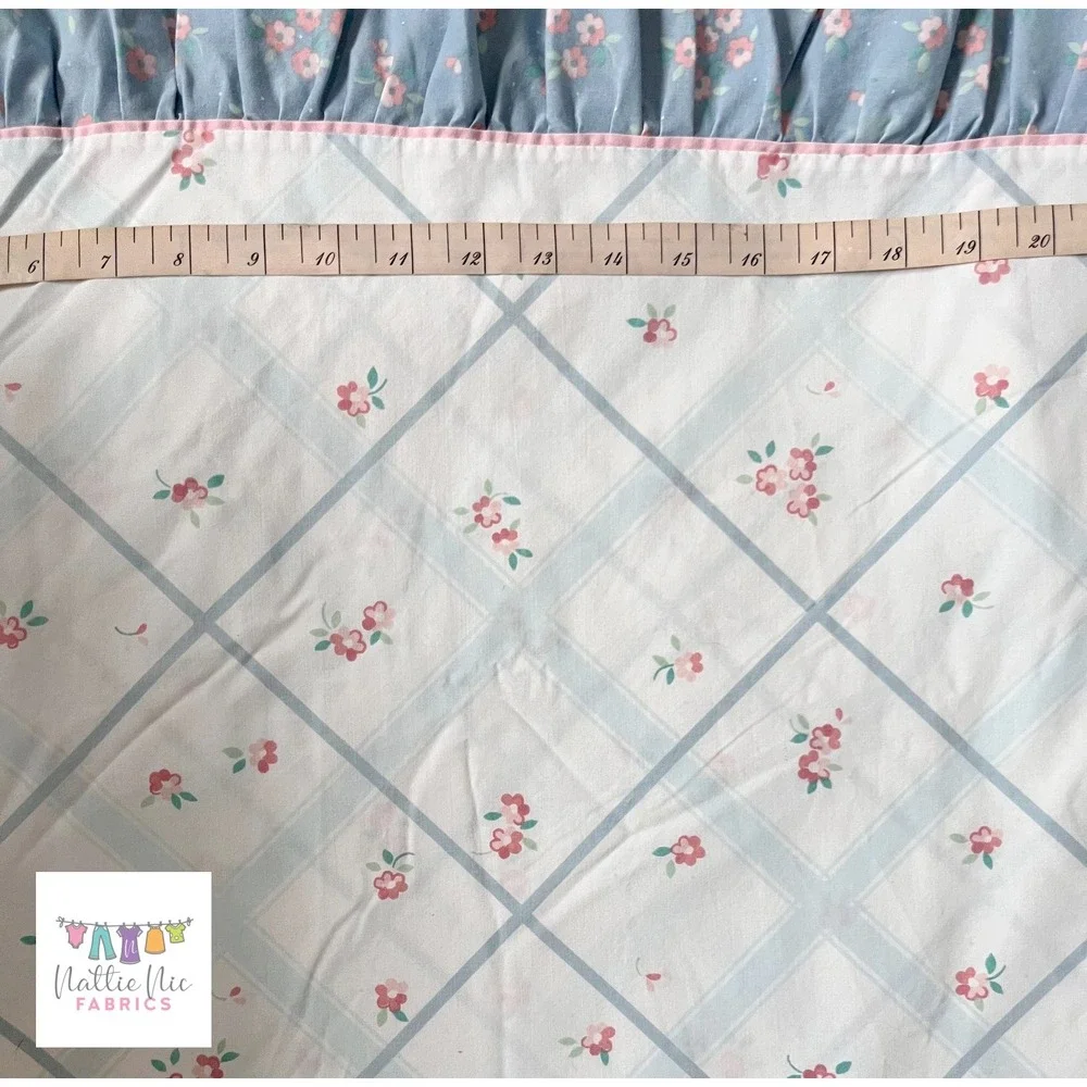 Vintage Full Size Flat Sheet with‎ blue ruffle cottagecore shabby chic